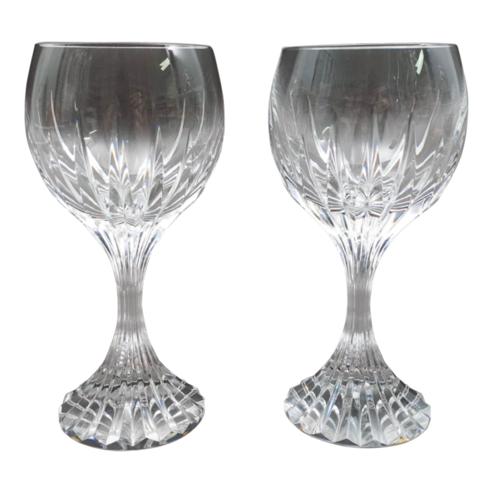 mid 20th century baccarat crystal france massena white wine glasses set of 2 0074