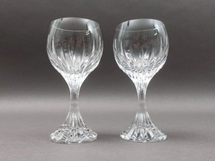 mid 20th century baccarat crystal france massena white wine glasses set of 2 3636