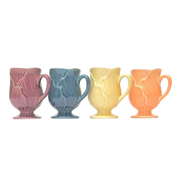 mid 20th century ceramic lotus mugs by poppytrail for metlox set of 4 0503