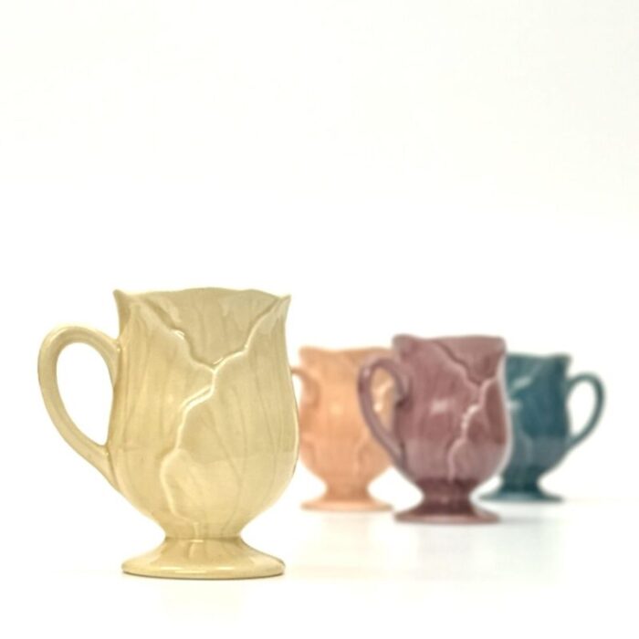 mid 20th century ceramic lotus mugs by poppytrail for metlox set of 4 4379