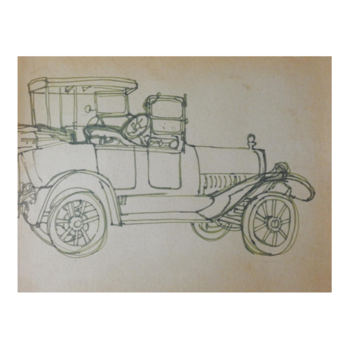 mid 20th century ford model t automobile drawing 8556