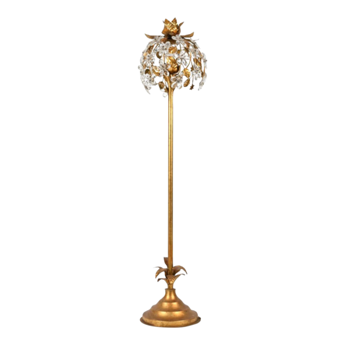 mid 20th century gilded crystal flower floor light 6505