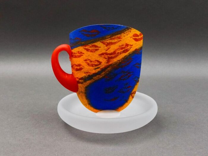 mid 20th century kosta boda sweden kjell engman atelier art glass dancing tea cup mug sculpture 3907