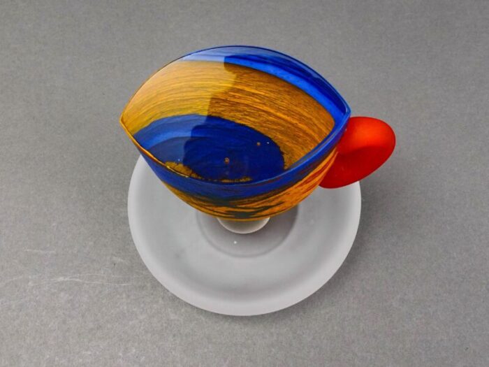 mid 20th century kosta boda sweden kjell engman atelier art glass dancing tea cup mug sculpture 7464