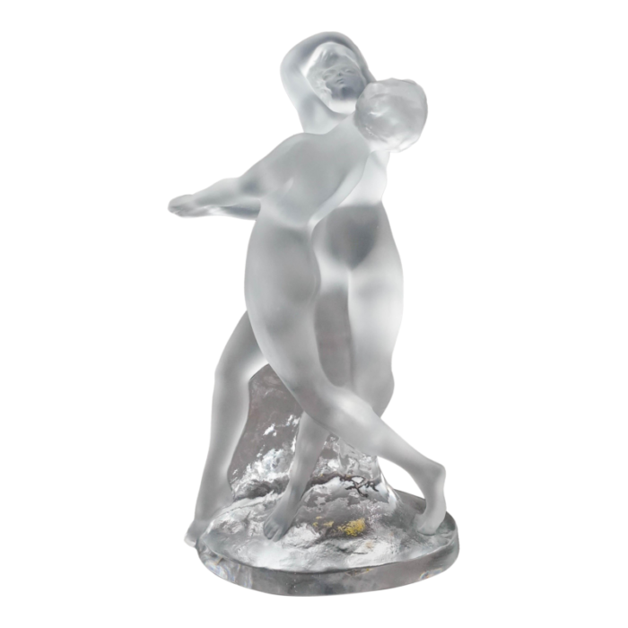 mid 20th century lalique france signed deux danseuses two dancers crystal figurine sculpture 6214