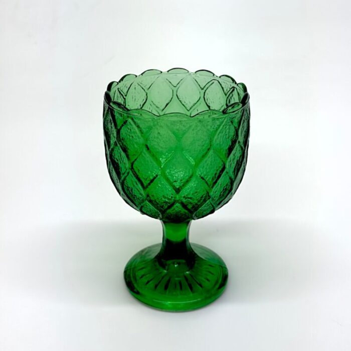 mid 20th century mixed greens textured glass vessel curation set of 6 4682