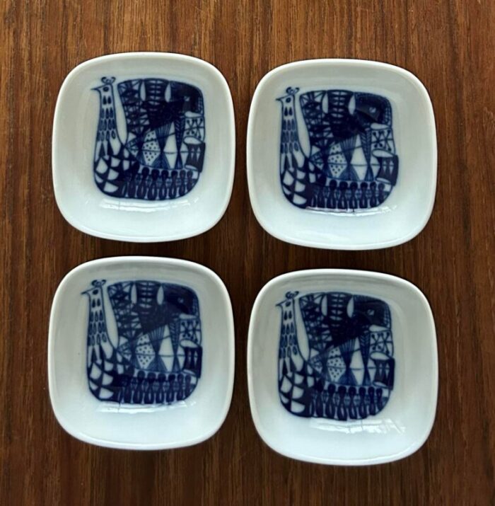 mid 20th century porsgrund norway square trinket dishes set of four 9086