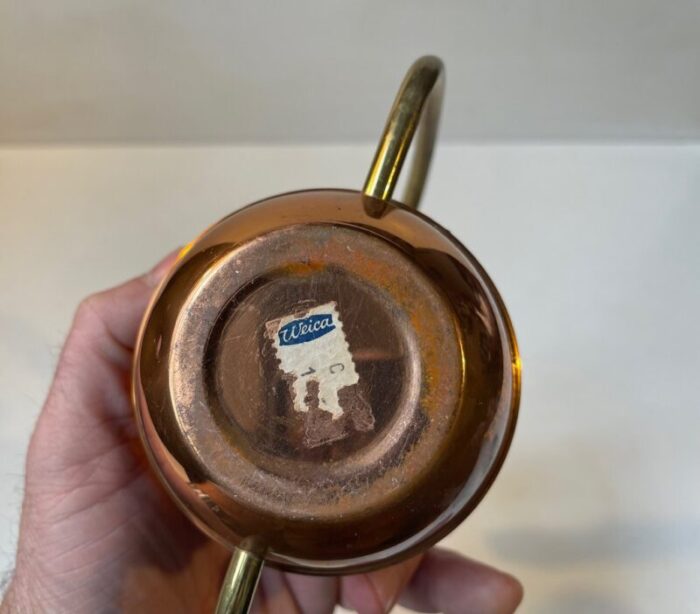 mid century brass copper and bamboo watering can 1960s 5