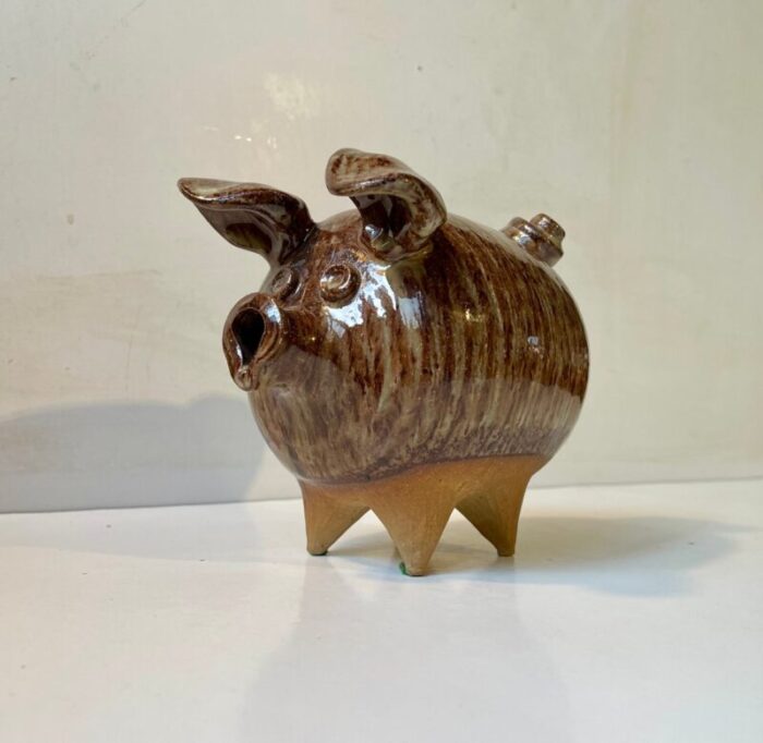 mid century danish stoneware money piggy bank by per steffen petersen 1970s 1