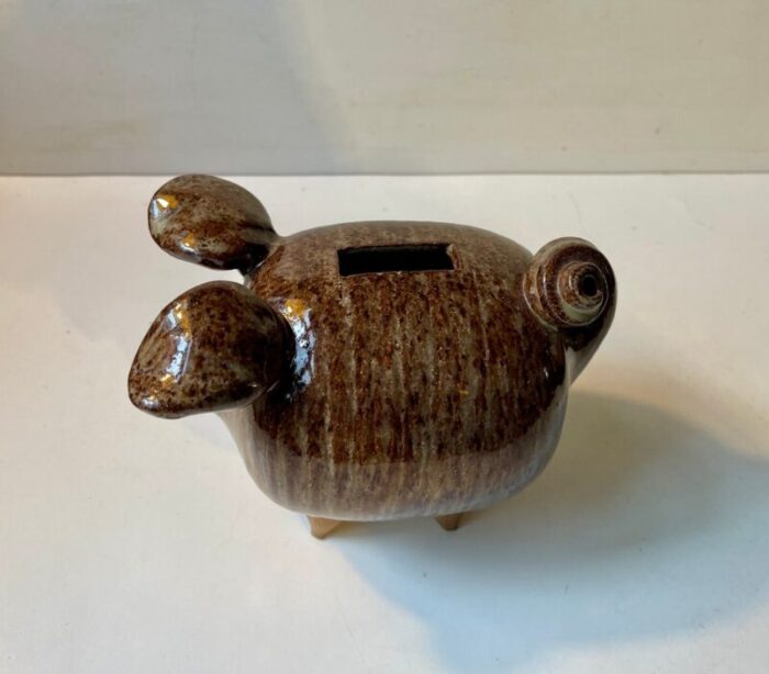 mid century danish stoneware money piggy bank by per steffen petersen 1970s 4