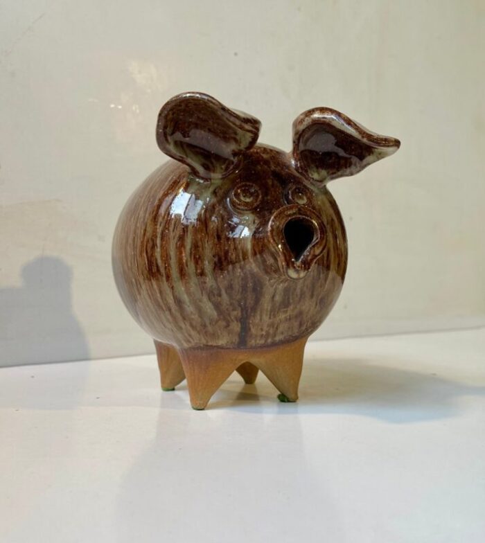 mid century danish stoneware money piggy bank by per steffen petersen 1970s 5