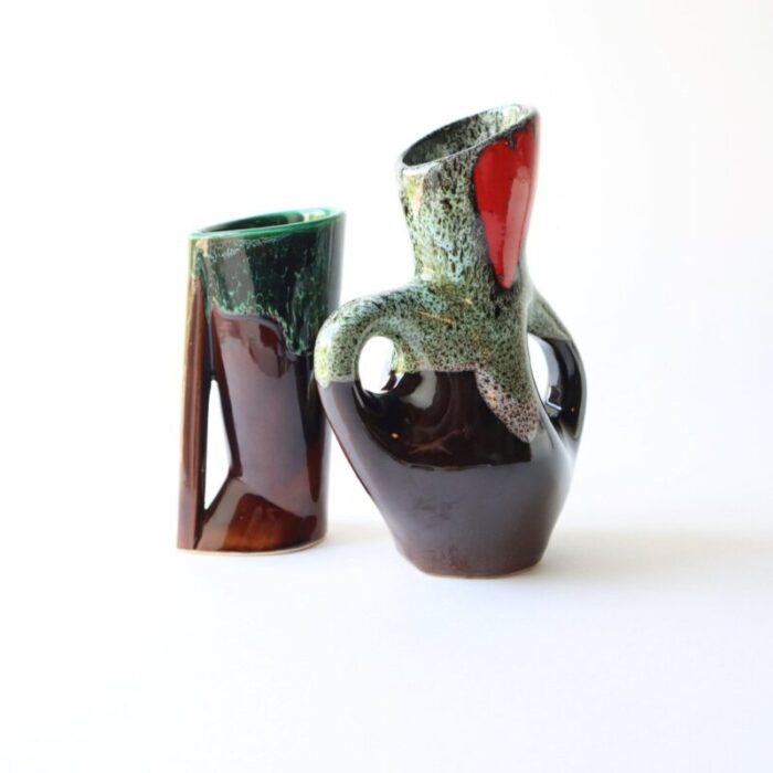 mid century fat lava style vases from vallauris set of 2 3