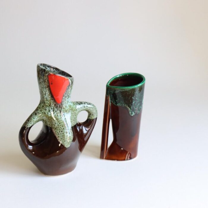 mid century fat lava style vases from vallauris set of 2 5