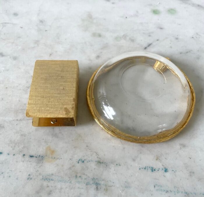 mid century french gold bamboo ashtray with match holder 2513