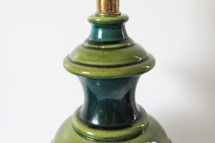 mid century glazed blue and green table lamp 8009