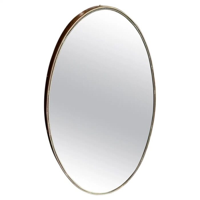 mid century italian modern brass oval wall mirror in the style of gio ponti 1950s 1