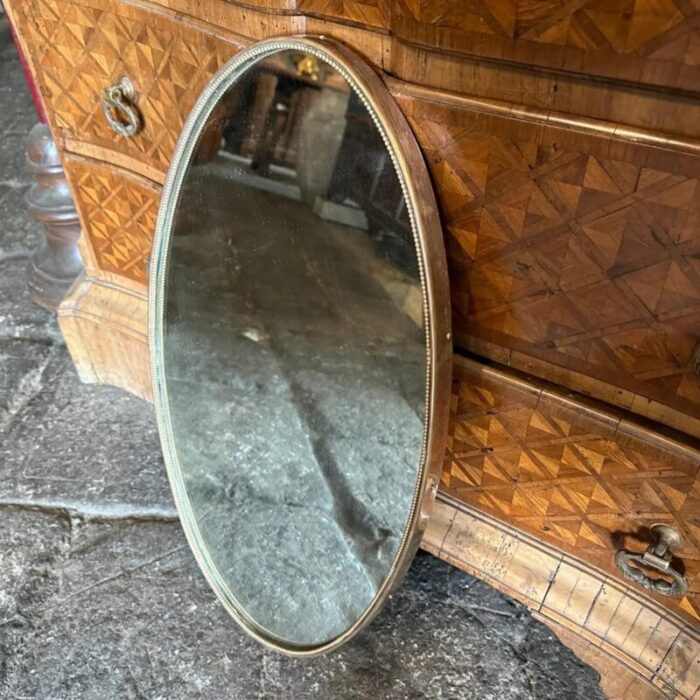 mid century italian modern brass oval wall mirror in the style of gio ponti 1950s 3