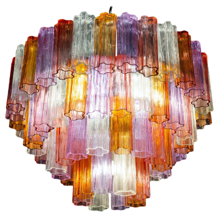 mid century multicolored murano glass tronchi chandelier 1970s 1380