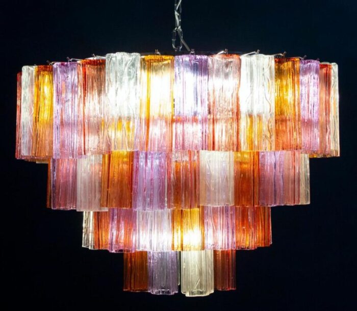 mid century multicolored murano glass tronchi chandelier 1970s 5902