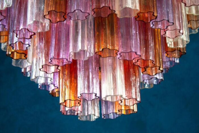 mid century multicolored murano glass tronchi chandelier 1970s 7386