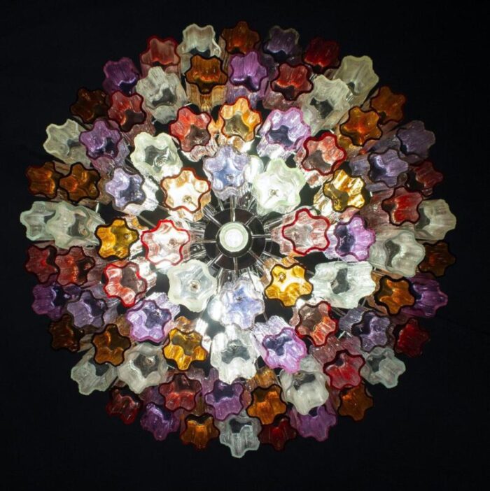 mid century multicolored murano glass tronchi chandelier 1970s 8998