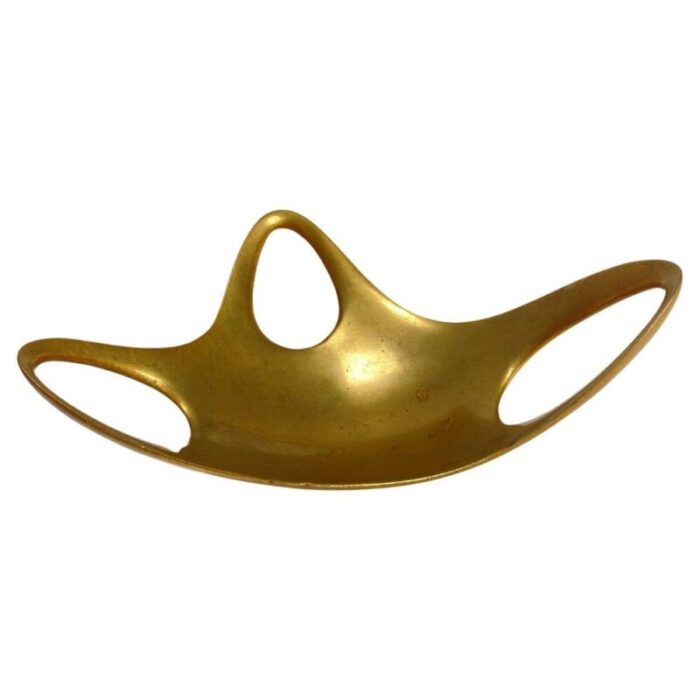 mid century sculptural organic object holder in brass 1960s 1