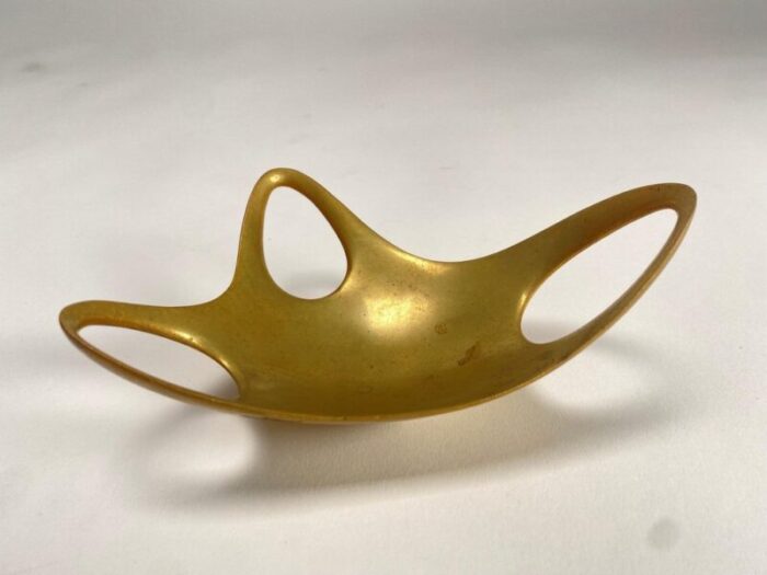 mid century sculptural organic object holder in brass 1960s 2