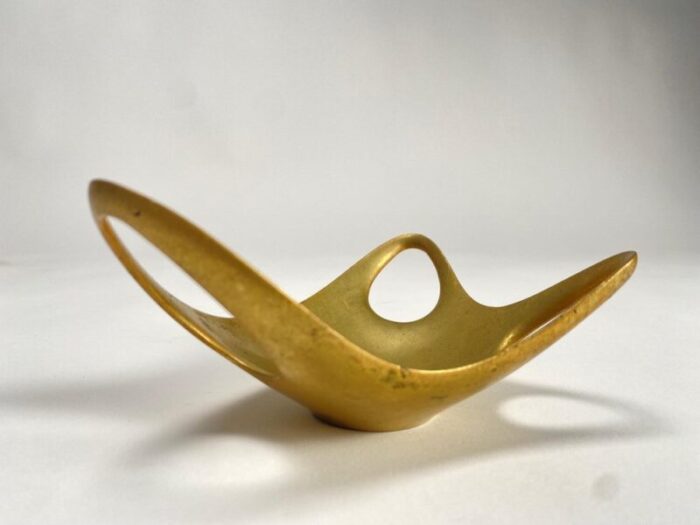 mid century sculptural organic object holder in brass 1960s 3