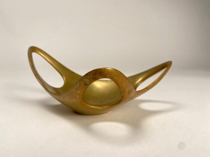 mid century sculptural organic object holder in brass 1960s 4