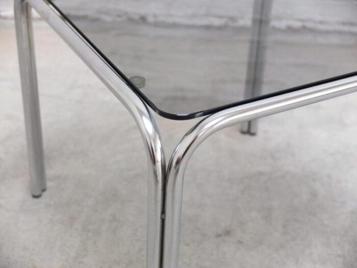 mid century side table in chrome and glass by gastone rinaldi 1970s 2400