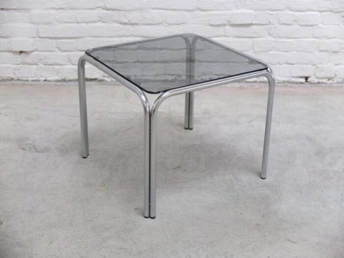 mid century side table in chrome and glass by gastone rinaldi 1970s 7046