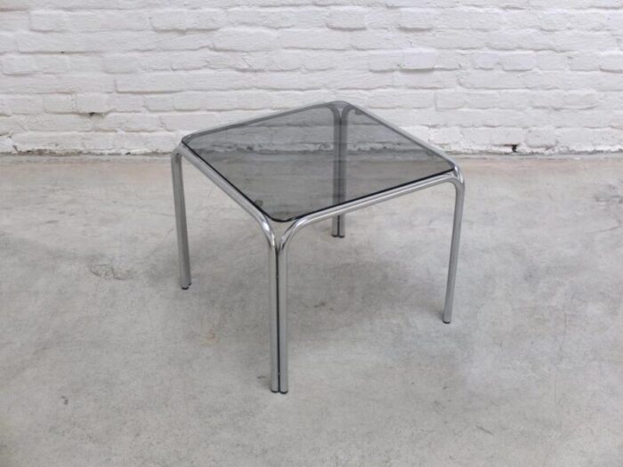 mid century side table in chrome and glass by gastone rinaldi 1970s 8550