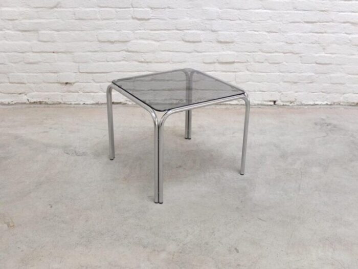 mid century side table in chrome and glass by gastone rinaldi 1970s 8690