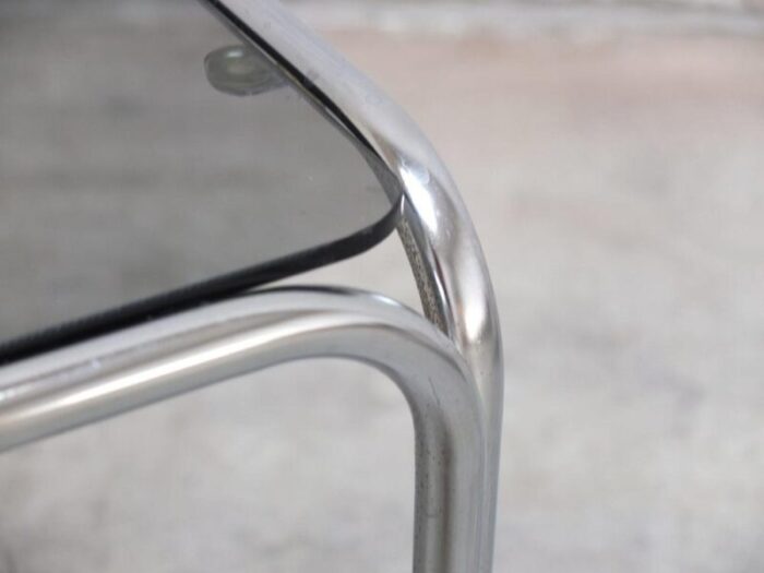 mid century side table in chrome and glass by gastone rinaldi 1970s 9396