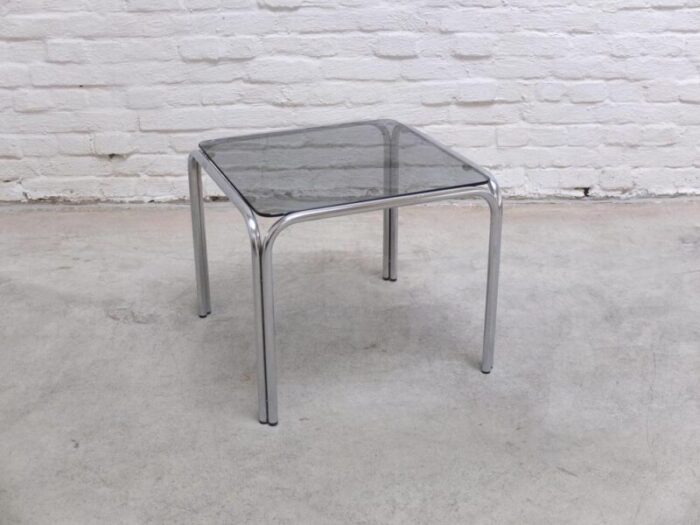 mid century side table in chrome and glass by gastone rinaldi 1970s 9953