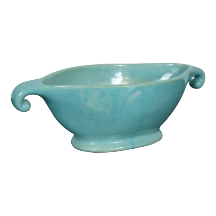 mid century turquoise glaze pottery planter jardiniere cachepot centerpiece bowl 1687