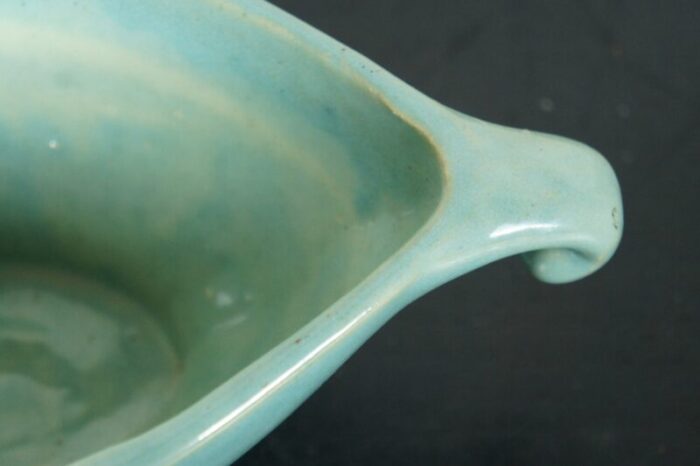 mid century turquoise glaze pottery planter jardiniere cachepot centerpiece bowl 2312