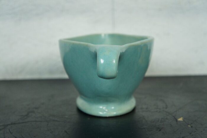 mid century turquoise glaze pottery planter jardiniere cachepot centerpiece bowl 3073