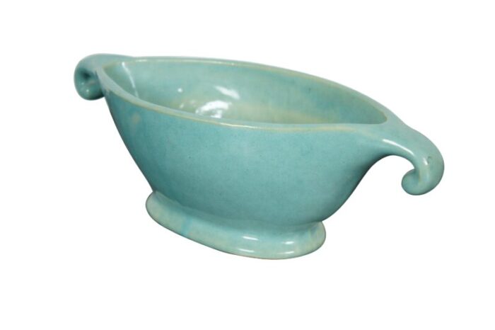 mid century turquoise glaze pottery planter jardiniere cachepot centerpiece bowl 3457