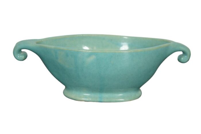 mid century turquoise glaze pottery planter jardiniere cachepot centerpiece bowl 3887