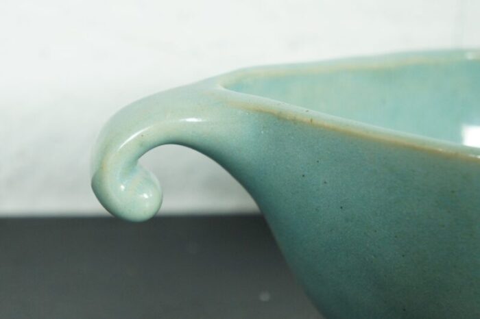 mid century turquoise glaze pottery planter jardiniere cachepot centerpiece bowl 4001