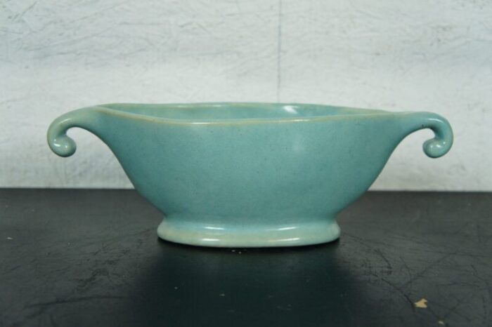 mid century turquoise glaze pottery planter jardiniere cachepot centerpiece bowl 7072