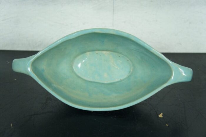 mid century turquoise glaze pottery planter jardiniere cachepot centerpiece bowl 8682