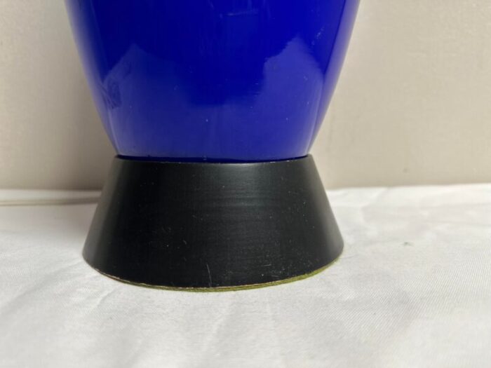 mid century two tone turqoise and royal blue glass lamp 2839