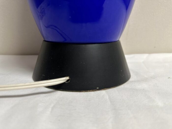 mid century two tone turqoise and royal blue glass lamp 3165