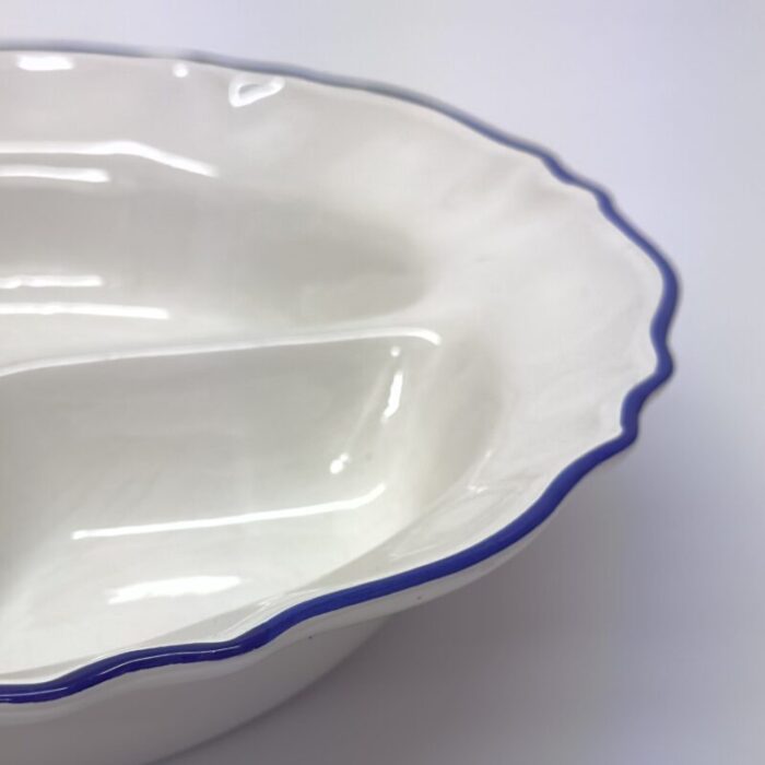 mid century white ceramic divided serving bowl 0740