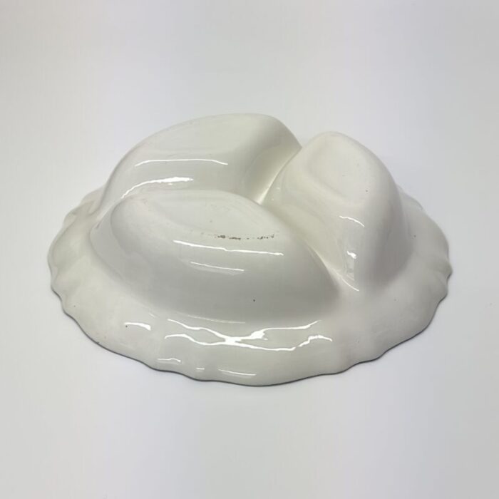 mid century white ceramic divided serving bowl 2252