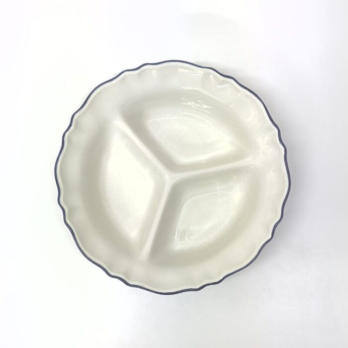 mid century white ceramic divided serving bowl 2283