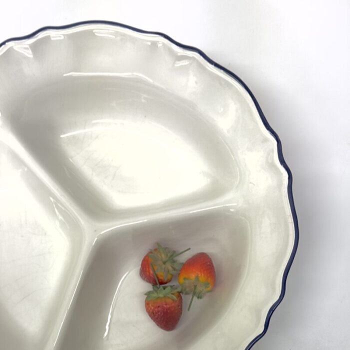 mid century white ceramic divided serving bowl 2774