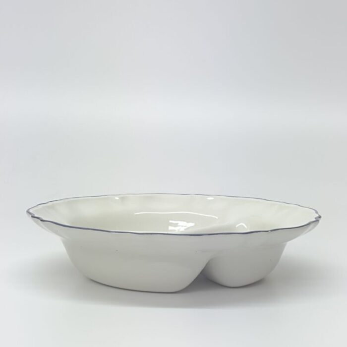 mid century white ceramic divided serving bowl 5792